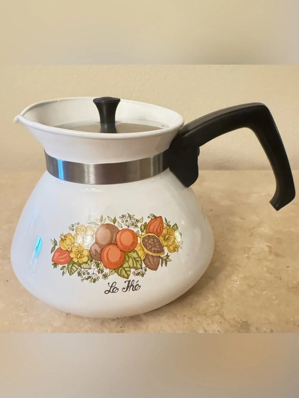 1970s Spice of Life Corning Ware Tea Pot. Le Thé With Lid 6-Cups.